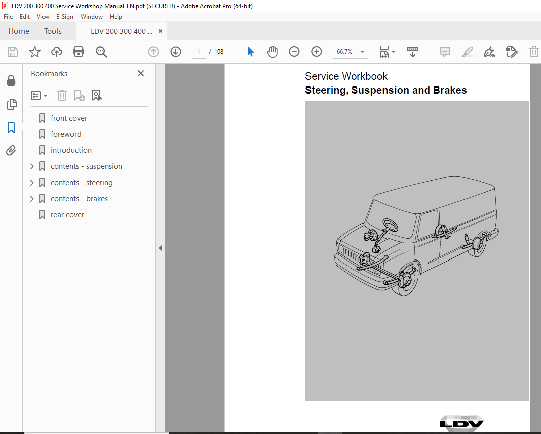 LDV Truck 200 300 400 Steering Suspension & Brakes Service Manual - PDF ...