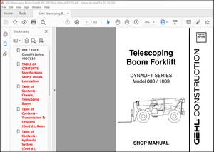 Gehl Telescoping Boom Forklift 883 1083 DYNALIFT SERIES SHOP MANUAL(907330) – PDF DOWNLOAD