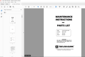Taylor-Dunn P With Contactor Control Maintenance Instructions Parts Manual S.NO. 25822-53150 - PDF D