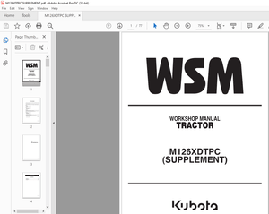 Kubota Tractor M126XDTPC SUPPLEMENT Workshop Manual – PDF DOWNLOAD