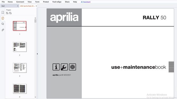2002 Aprilia Rally 50 Use &amp; Maintenance Manual – PDF DOWNLOAD