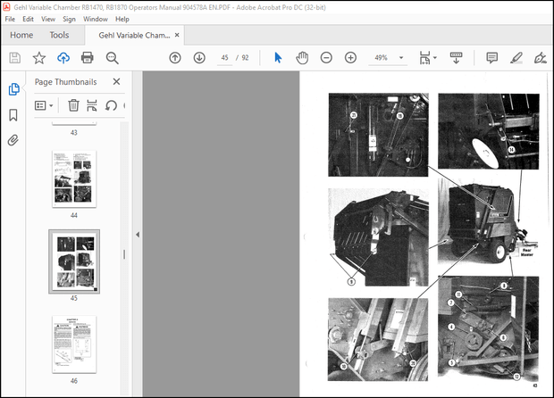 Gehl 1470 1870 Variable Chamber Round Balers Operator’s Manual 904578 – PDF DOWNLOAD