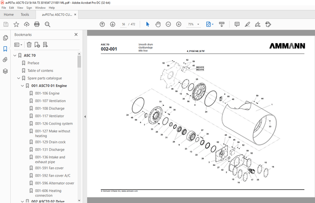 Ammann ASC 70 Single Drum Parts Manual 3016547 PDF