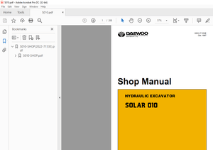 Daewoo HYDRAULIC EXCAVATOR SOLAR 010 Shop Manual – PDF DOWNLOAD