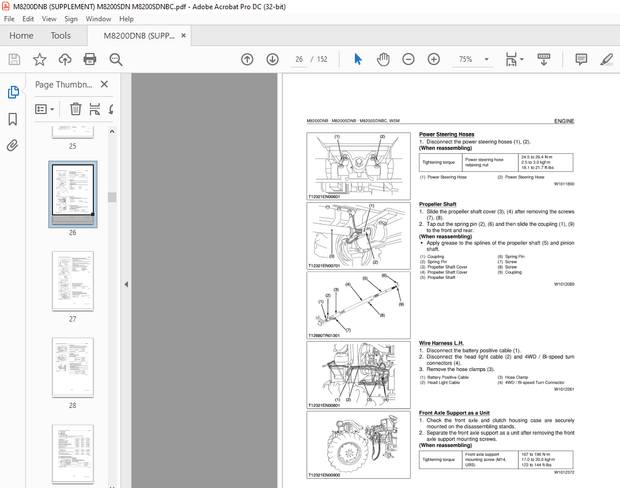 Kubota Tractor M8200DNB (SUPPLEMENT) M8200SDNB M8200SDNBC Workshop Manual – PDF DOWNLOAD