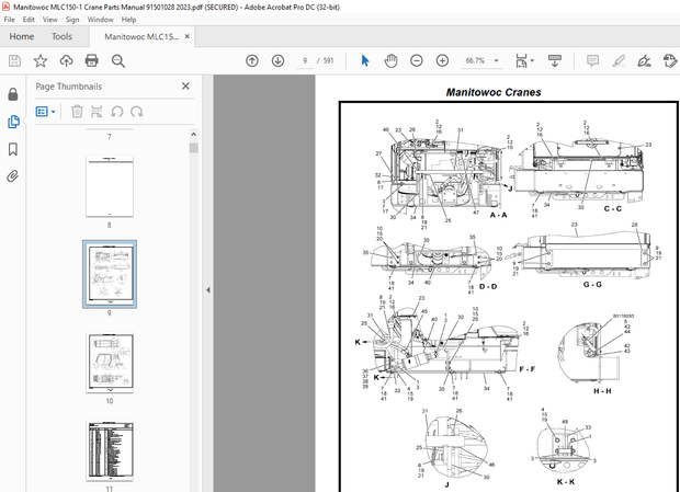 Manitowoc Crane MLC150-1 Parts Manual SN 91501028 – PDF DOWNLOAD