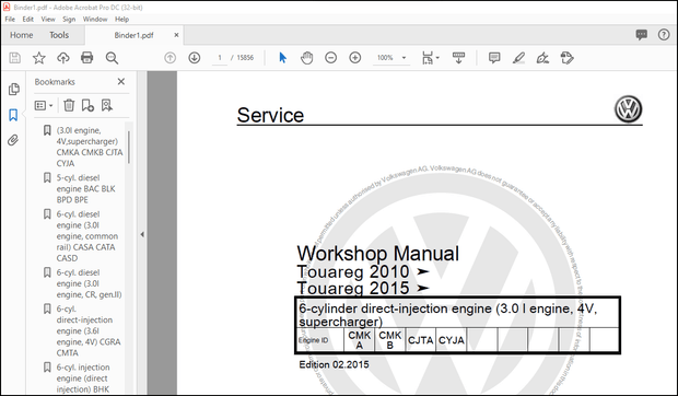 Volkswagen Touareg 2003-2017 (Typ 7L,7L6,7LA,7P,7P5,7P6) Workshop Manual – PDF DOWNLOAD