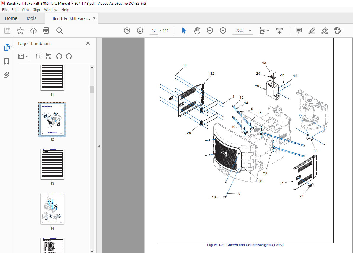 Bendi Landoll B40i5 Forklift Parts Manual F-807-1118 – PDF DOWNLOAD
