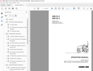 Ammann ARX 23-2 ARX 26-2 Tandem Roller Operating Manual - PDF