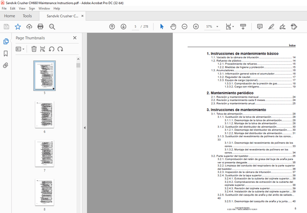Sandvik Mining CH660 Maintenance Instructions Manual -PDF DOWNLOAD