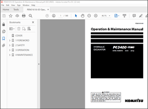 Komatsu PC3400-11M0 Hydraulic Excavator Operation &amp; Maintenance Manual PEN01618-00 – PDF DOWNLOAD