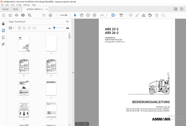 AMMANN ARX 23-2 ARX 26-2 TANDEMWALZE BEDIENUNGSANLEITUNG PDF