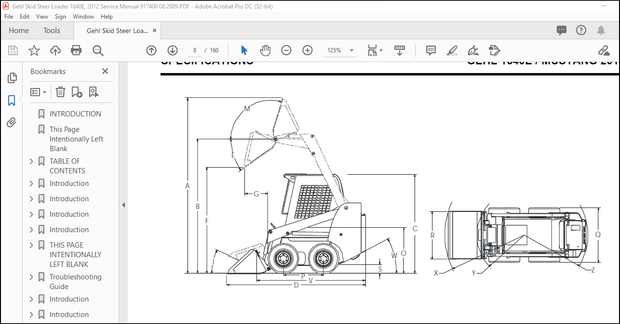 Gehl 1640E Mustang 2012 Skid Steer Loader Service Manual 917400 08.2009 – PDF DOWNLOAD