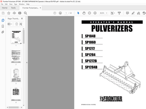 Frontier Pulverizers SP1048 SP1060 SP1272 SP1284 SP1212B SP1284B Operator’s Manual(WPMAN0146) – PDF 