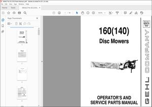 Gehl Disc Mowers 160 (140) OPERATOR’S AND Service Parts Manual(904518A) – PDF DOWNLOAD