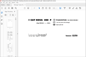 Pottinger Tractor Mower CAT NOVA 260 F Operating instructions List of spare parts Manual – PDF 