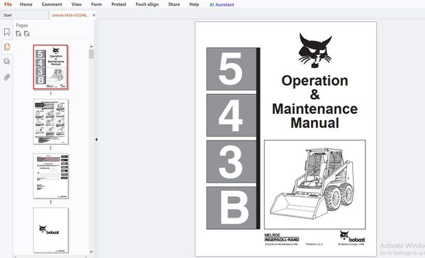 Bobcat 543B Operation &amp; Maintenance Manual 6722480 – PDF DOWNLOAD