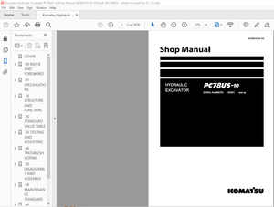 Komatsu PC78US-10 Series Hydraulic Excavator Shop Manual SEN06518-06 – PDF DOWNLOAD