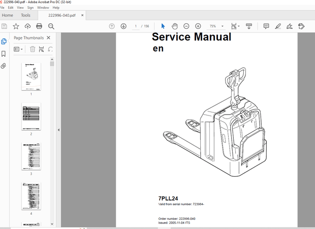 TOYOTA Forklift 7PLL24 Service Manual SN 723984 - PDF DOWNLOAD