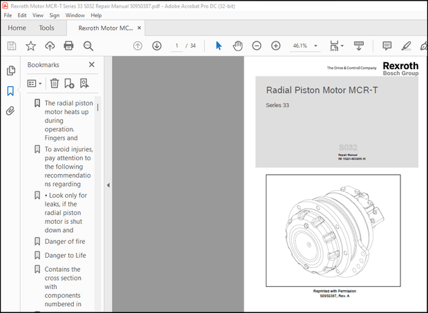 Rexroth Motor MCR-T Series 33 S032 Repair Manual (50950387) – PDF DOWNLOAD