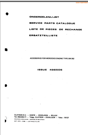 Mercedes benz Om352 Engine Service Parts Catalogue Manual Epc PDF Download