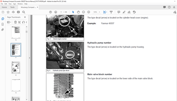 Mustang Compact Excavator 5003ZT Sevice Manual (918178) – PDF DOWNLOAD