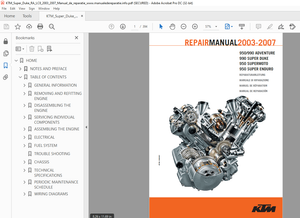 2003-2007 KTM 950/990 ADVENTURE 990 SUPER DUKE 950 SUPERMOTO 950 SUPER ENDURO Repair Manual -  
