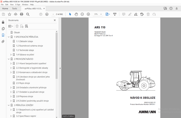 AMMANN ARS 110 NÁVOD K OBSLUZE 3001216 PDF