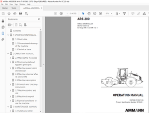 Ammann ARS 200 Single Drum Roller Operating Manual 3010632 - PDF
