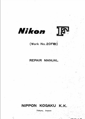 Nikon F Camera Official Service Repair Manual – DOWNLOAD