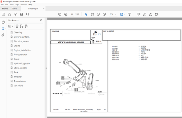 Laverda M306 Agricultural Tractor Parts Manual 563000001-563000064 – PDF DOWNLOAD