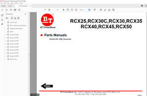 BT Prime-Mover Forklift RCX 25/30C/30/35/40/45/50 Quality Part Manual – PDF DOWNLOAD