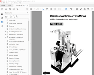 BT Prime-Mover RR-30 RR-20 Electric Reach Truck Operating Maintenance &amp; Parts Manual_1973 - PDF DOWN