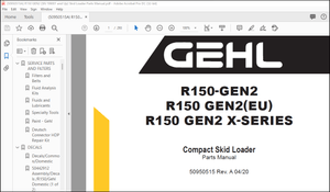 Gehl R150-GEN2 R150 GEN2(EU) R150 GEN2 X-SERIES Compact Skid Loader Parts Manual 50950515 – PDF 