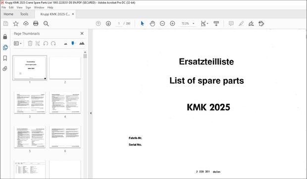 KRUPP KMK 2025 Truck Crane Parts Manual 2228351 EN_DE – PDF DOWNLOAD