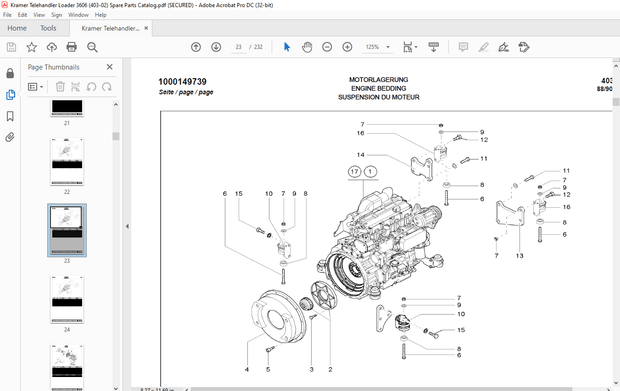 KRAMER Telescope loader 3606 Spare Parts List Manual – PDF DOWNLOAD