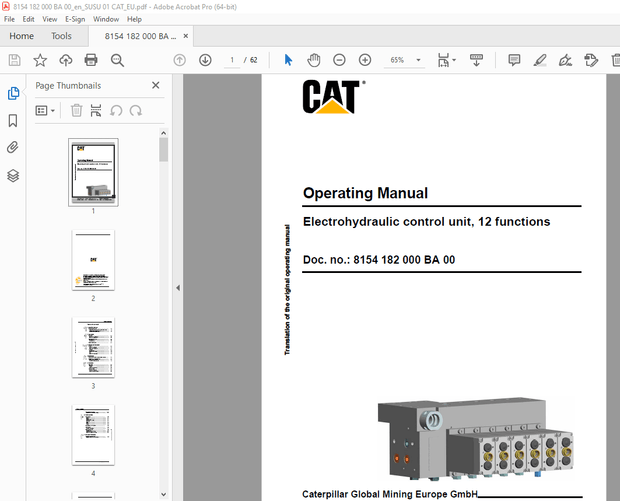 Cat Electrohydraulic control unit, 12 functions Operating Manual - PDF DOWNLOAD