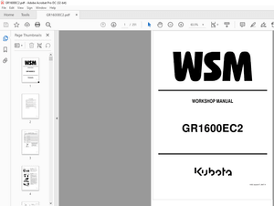 Kubota Garden Tractor GR1600EC2 Workshop Manual – PDF DOWNLOAD