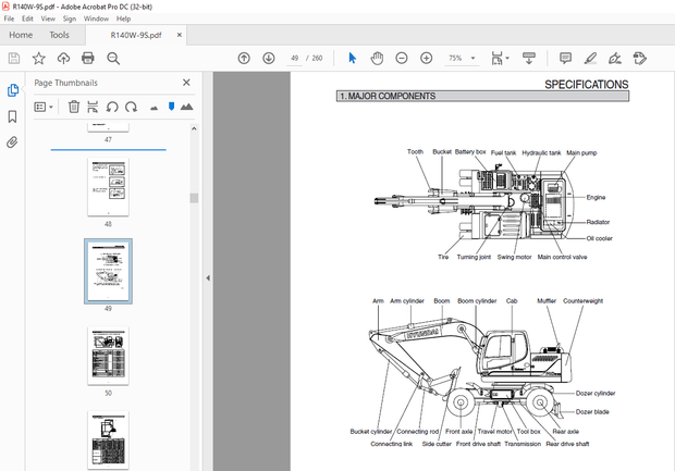 Hyundai R140W-9S Wheel Excavator Operator’s Manual 2023 – PDF DOWNLOAD