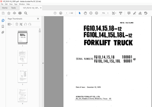 Komatsu FORKLIFT FGI0,14,15,18-12 FGIOL, 14L, 15L, 18L-12 Parts Manual  - PDF DOWNLOAD