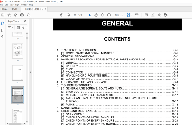 Kubota Tractor L3240-3 L3540-3 L4240-3 L5240-3 L57 40-3 Workshop Manual – PDF DOWNLOAD