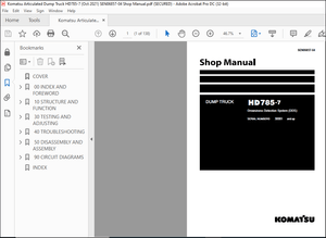 Komatsu HD785-7 Dump Truck Drowsiness Detection System (DDS) Shop Manual SEN06857-04 – PDF DOWNLOAD