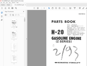 Komatsu H-20 Gasoline Engine (Z Series) Parts Manual H-20-PEN-10 - PDF DOWNLOAD