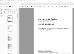 Perkins 1100 Series RE,RF,RG,RH,RJ,RK User Handbook Manual PDF