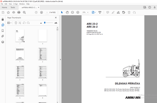 AMMANN ARX 23-2 ARX 26-2 TANDEMOVÝ VÁLEC DÍLENSKÁ PŘÍRUČKA - PDF