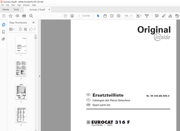 Pottinger Tractor Mower EUROCAT 316 F Spare parts list Manual – PDF DOWNLOAD