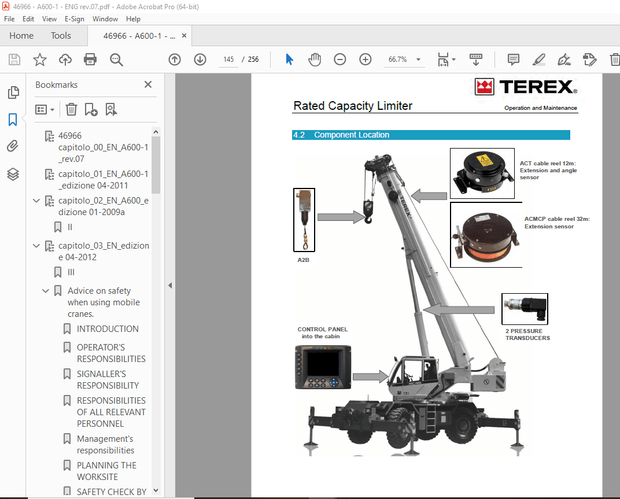 Terex Crane A600 Operation &amp; Maintenace Manual 46966 – PDF DOWNLOAD