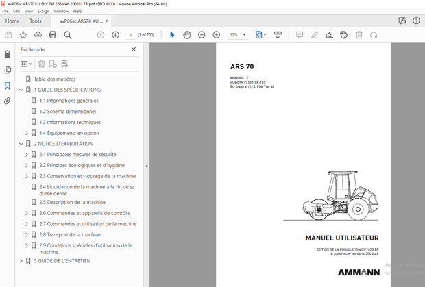 AMMANN ARS 70 MONOBILLE MANUEL UTILISATEUR 2563046 - PDF DOWNLOAD