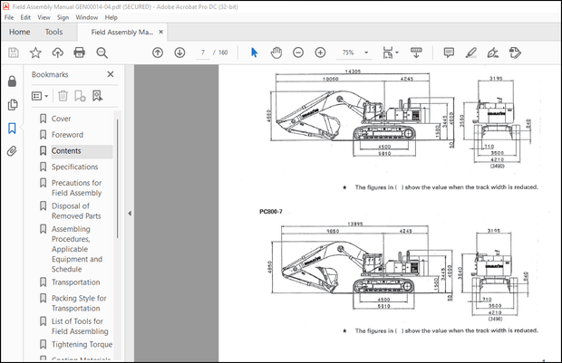 Komatsu HYDRAULIC EXCAVATOR PC750 -7 PC750SE-7 PC800-7 PC750LC-7 PC800SE-7 Field Assembly Manual PDF