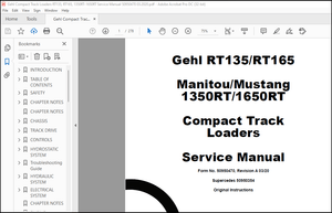 Gehl RT135 RT165 Manitou Mustang 1350RT 1650RT Compact Track Loaders Service Manual 50950470 – PDF 